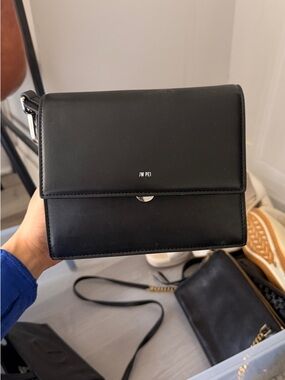 JW PEI Black Vegan Leather Flap Crossbody